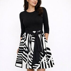 Connection 18 Geometric Print 1/2 Circle Swing Skirt Lightweight Travel